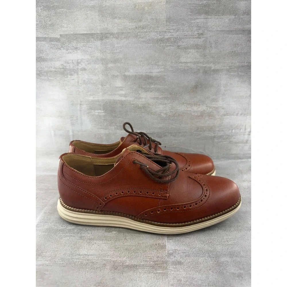 Cole Haan Grand OS Men Sz 7M British Tan Leather Wingtip Oxford C24092